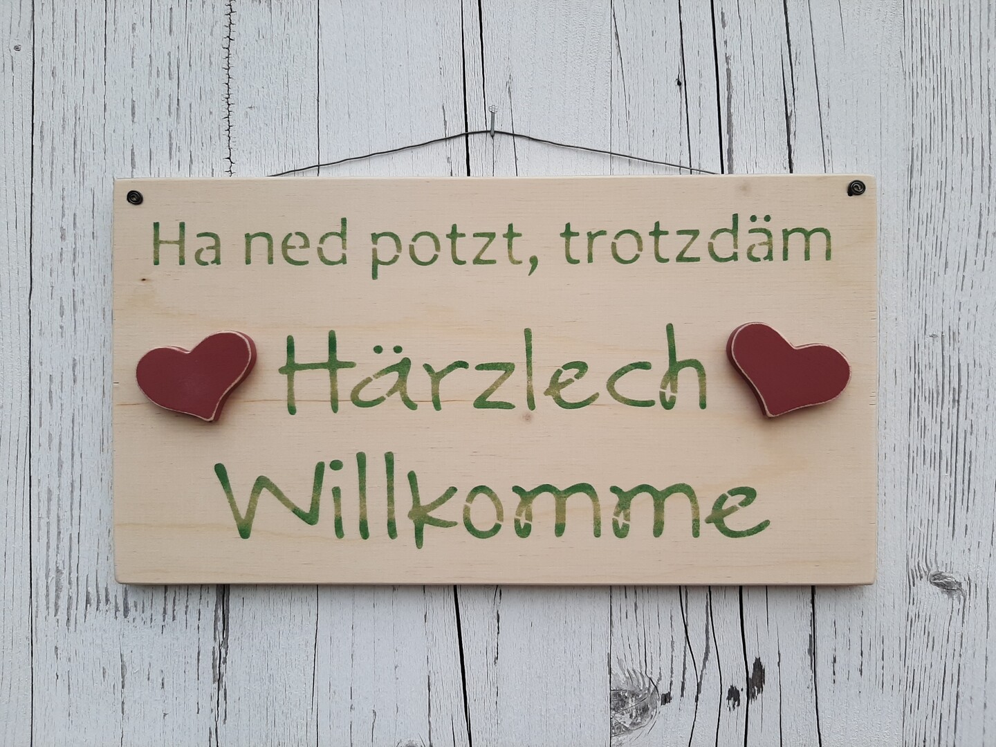 Türschild Härzlech Willkomme