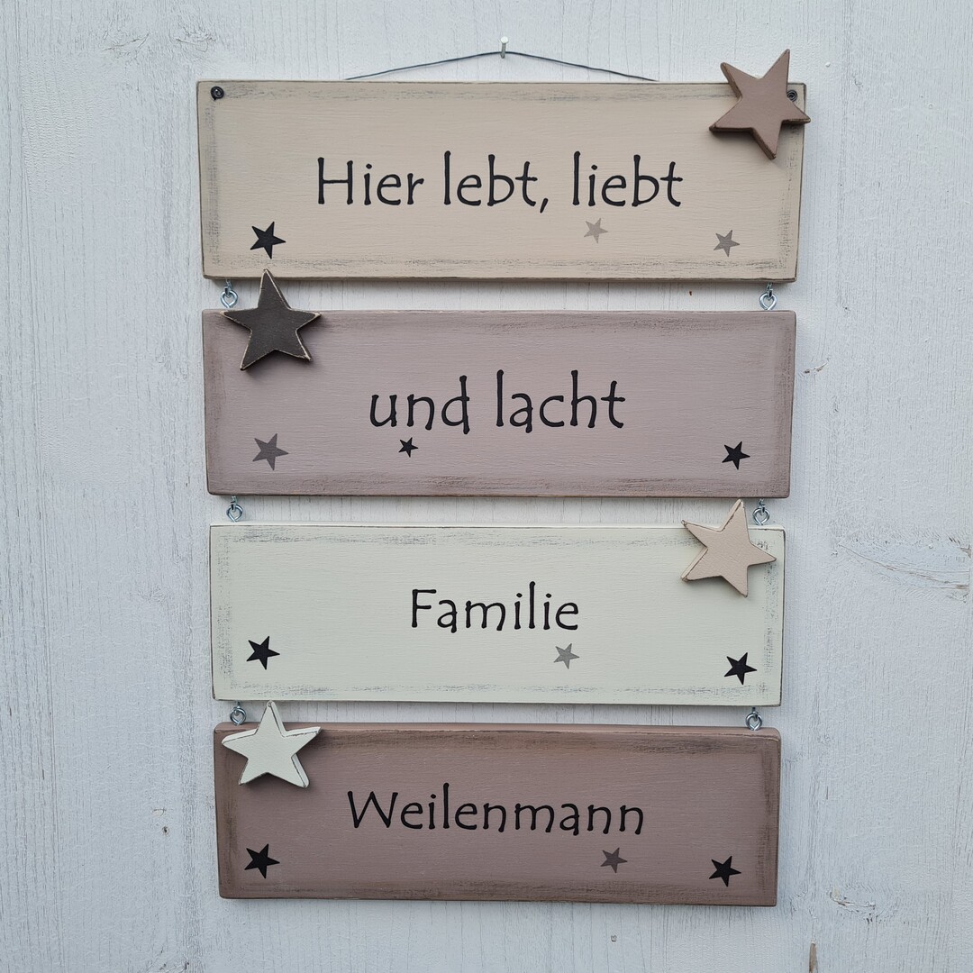 Familientürschild mit Sternen
