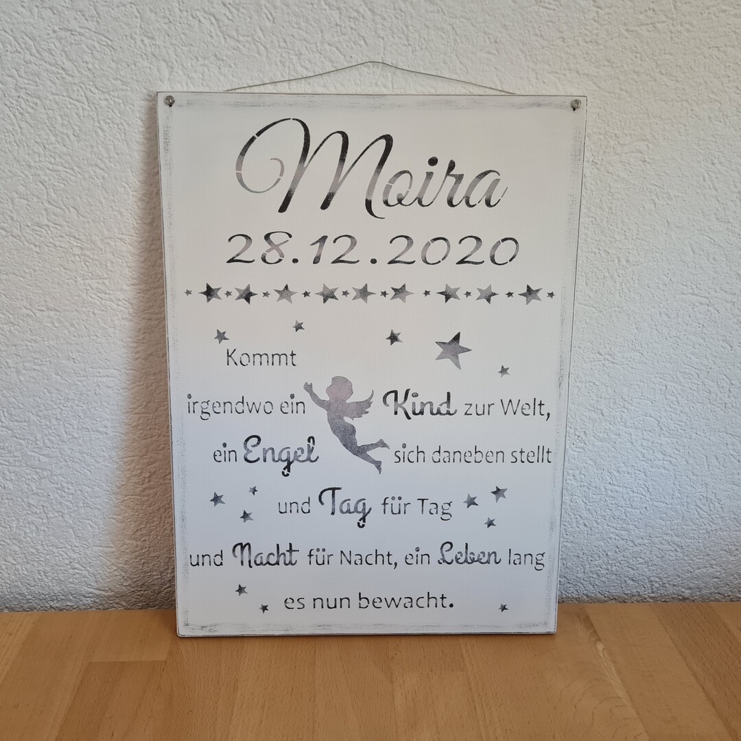 Holzschild "Kommt irgendwo ein Kind zur Welt"