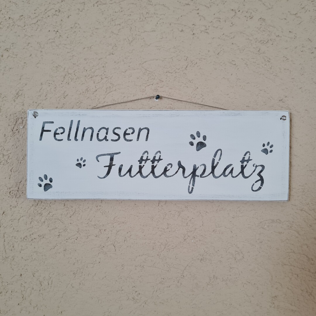 Holzschild "Fellnasen Futterplatz"