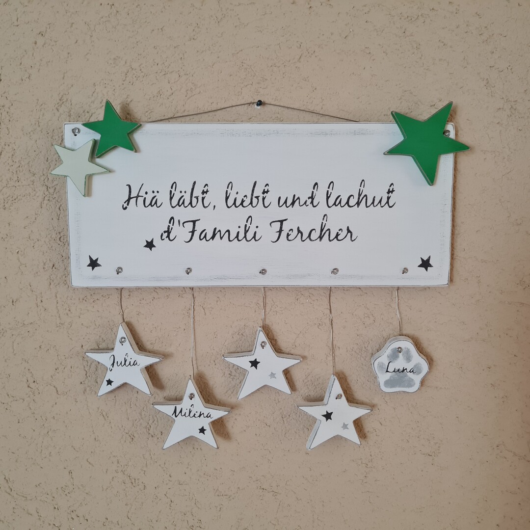 Familien Türschild mit Sternen